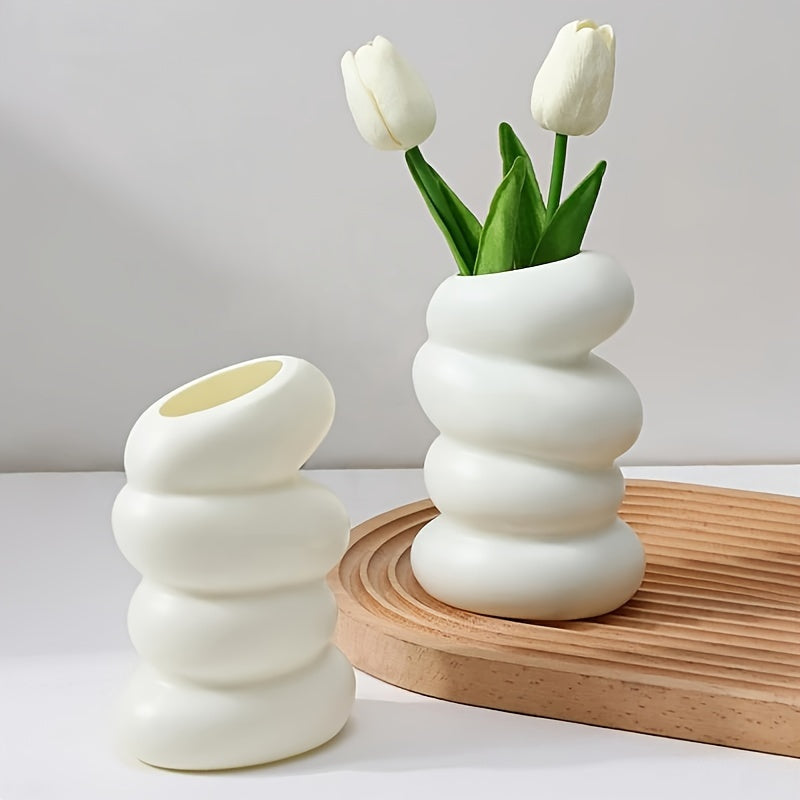 Vase en plastique blanc chic en spirale